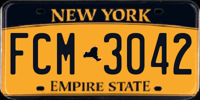 NY license plate FCM3042