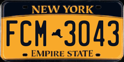 NY license plate FCM3043