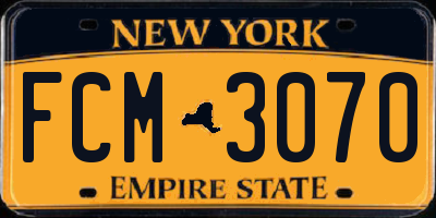 NY license plate FCM3070