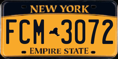 NY license plate FCM3072