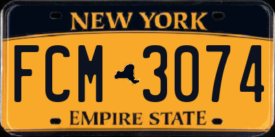 NY license plate FCM3074