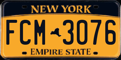NY license plate FCM3076