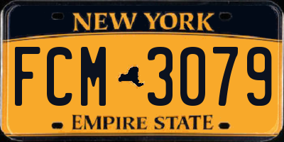 NY license plate FCM3079