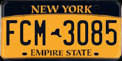 NY license plate FCM3085