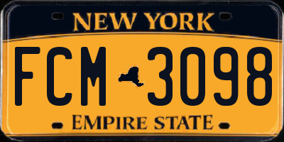 NY license plate FCM3098