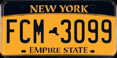 NY license plate FCM3099
