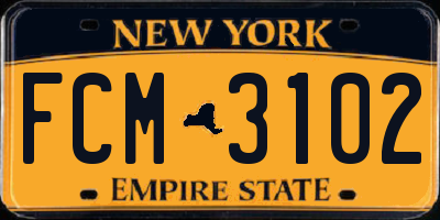 NY license plate FCM3102