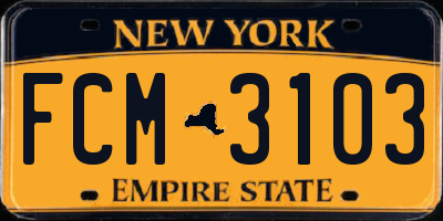 NY license plate FCM3103