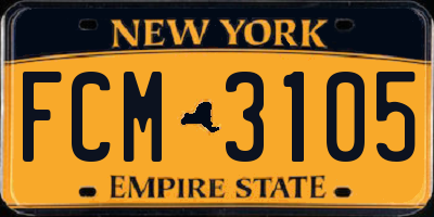 NY license plate FCM3105