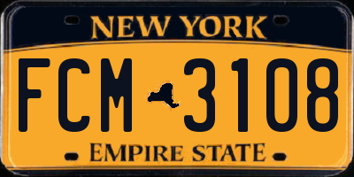 NY license plate FCM3108