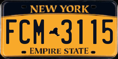 NY license plate FCM3115