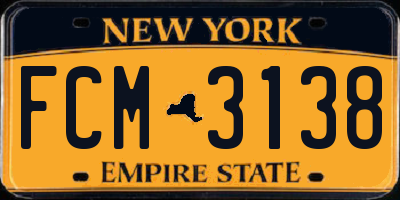 NY license plate FCM3138