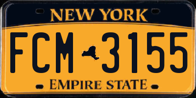 NY license plate FCM3155