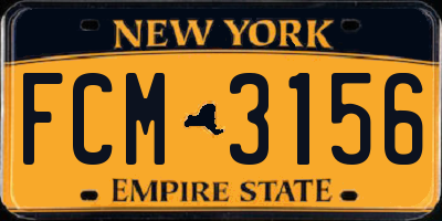 NY license plate FCM3156