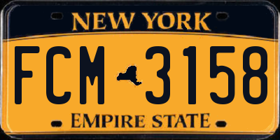 NY license plate FCM3158