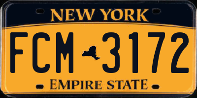 NY license plate FCM3172