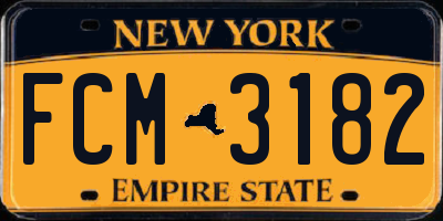 NY license plate FCM3182