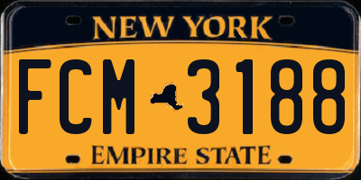 NY license plate FCM3188