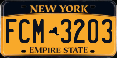 NY license plate FCM3203