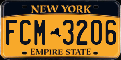 NY license plate FCM3206