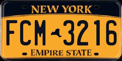 NY license plate FCM3216