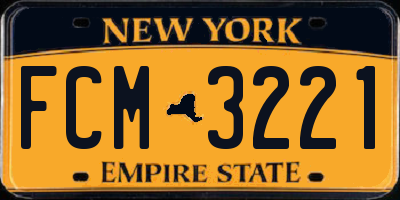 NY license plate FCM3221