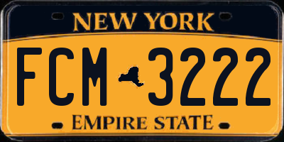 NY license plate FCM3222
