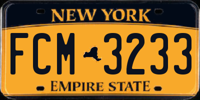 NY license plate FCM3233