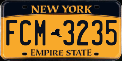 NY license plate FCM3235