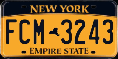 NY license plate FCM3243