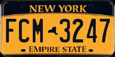 NY license plate FCM3247