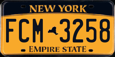 NY license plate FCM3258