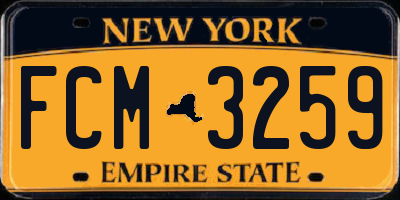 NY license plate FCM3259
