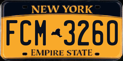 NY license plate FCM3260