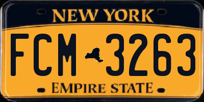 NY license plate FCM3263