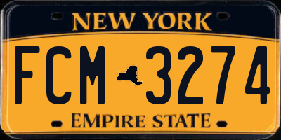 NY license plate FCM3274
