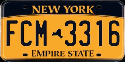 NY license plate FCM3316