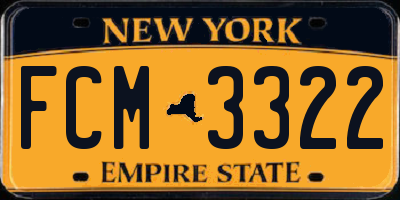 NY license plate FCM3322