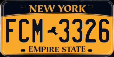 NY license plate FCM3326