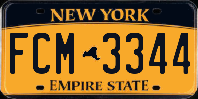 NY license plate FCM3344