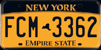 NY license plate FCM3362