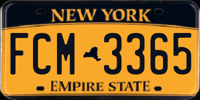 NY license plate FCM3365