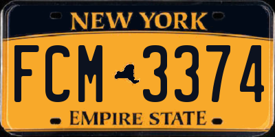 NY license plate FCM3374