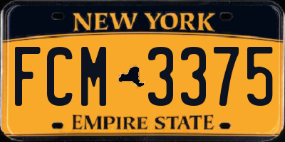 NY license plate FCM3375