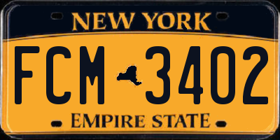 NY license plate FCM3402