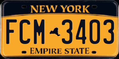 NY license plate FCM3403