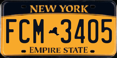 NY license plate FCM3405