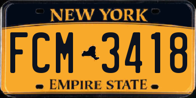 NY license plate FCM3418
