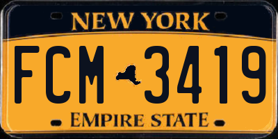 NY license plate FCM3419