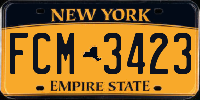 NY license plate FCM3423